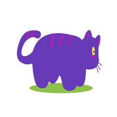Purple and cute cartoon cat decoration element