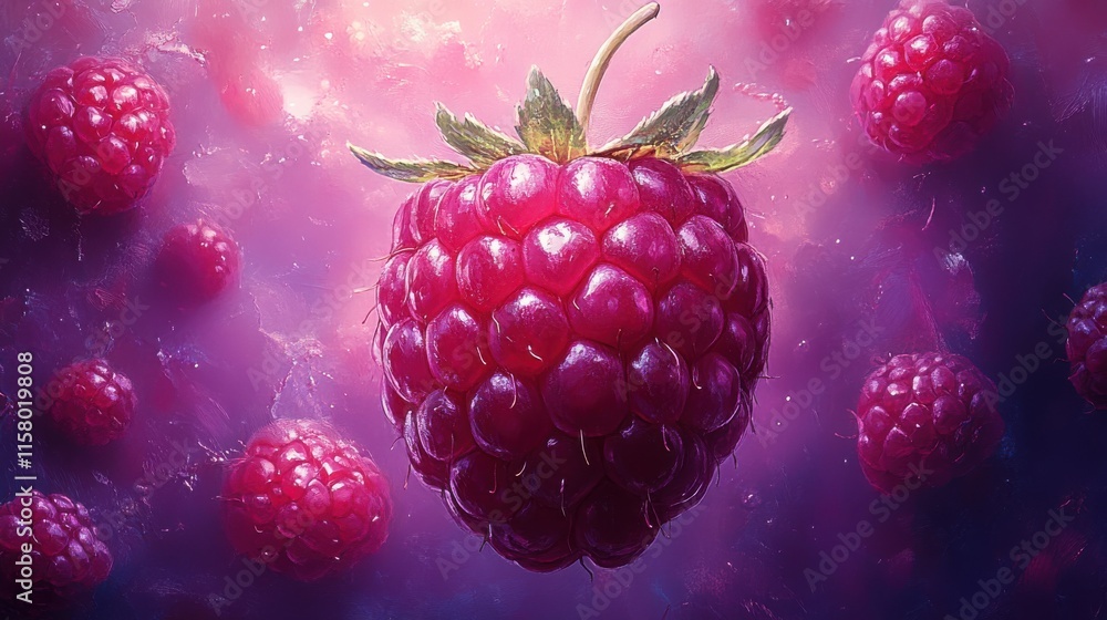 Poster illustration of a raspberry isolated on a white background raspberry