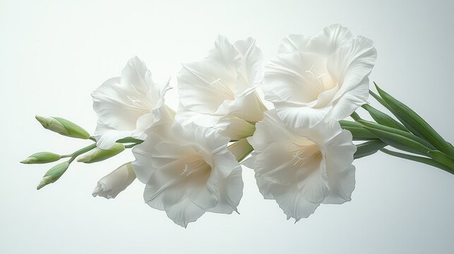 illustration of a white gladioli flower isolated on a white background white gladioli flower