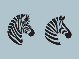 Zebra Head logo or modern line icon. Vector line art design featuring bold outlines. Graphical collection of zebra isolated on black background for tattoo vector illustration of isolated zebras head  © Ismail