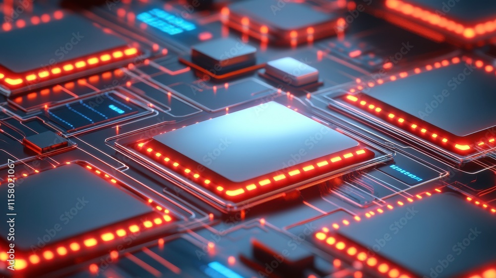 Poster glowing technology and data visualization effects
