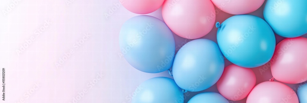 Aufkleber Colorful pink and blue balloons create a festive backdrop with empty space for custom text. Generative AI