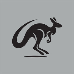 Kangaroo Head logo or modern icon. Vector design featuring bold outlines. Graphical collection of Kangaroo isolated on black background for tattoo vector illustration of isolated Kangaroo