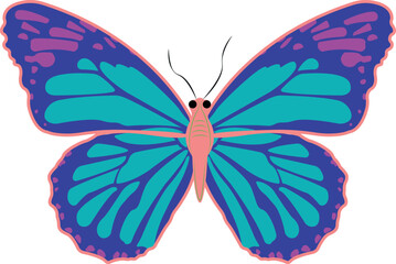 Colorful Monarch Butterfly Flying. Butterfly Wings.  Journey Decor. Illustration, vector