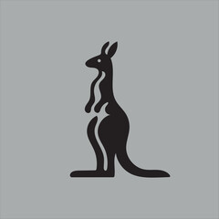 Kangaroo Head logo or modern icon. Vector design featuring bold outlines. Graphical collection of Kangaroo isolated on black background for tattoo vector illustration of isolated Kangaroo