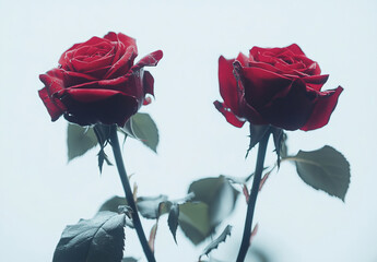 A vibrant bouquet of red roses elegantly arranged on a clean white background, offering ample space for personalized messages or designs.