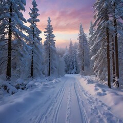 Fototapeta premium winter landscape with snow covered trees