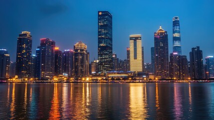 Fototapeta premium Night Lights of Chongqing City Skyline, China