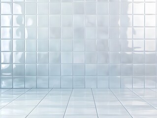 Light Blue Glossy Tile Wall and Floor