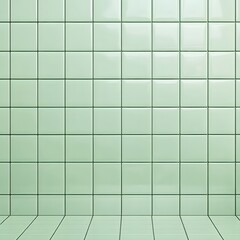 Light Green Square Tile Wall and Floor