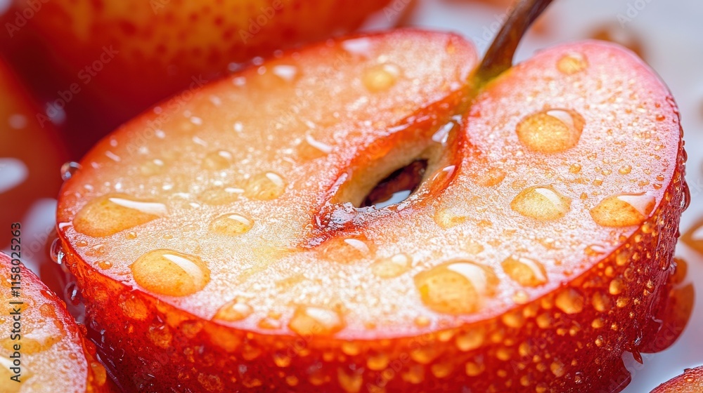 Poster pear slice close up stock image isolated on a white background pear slice