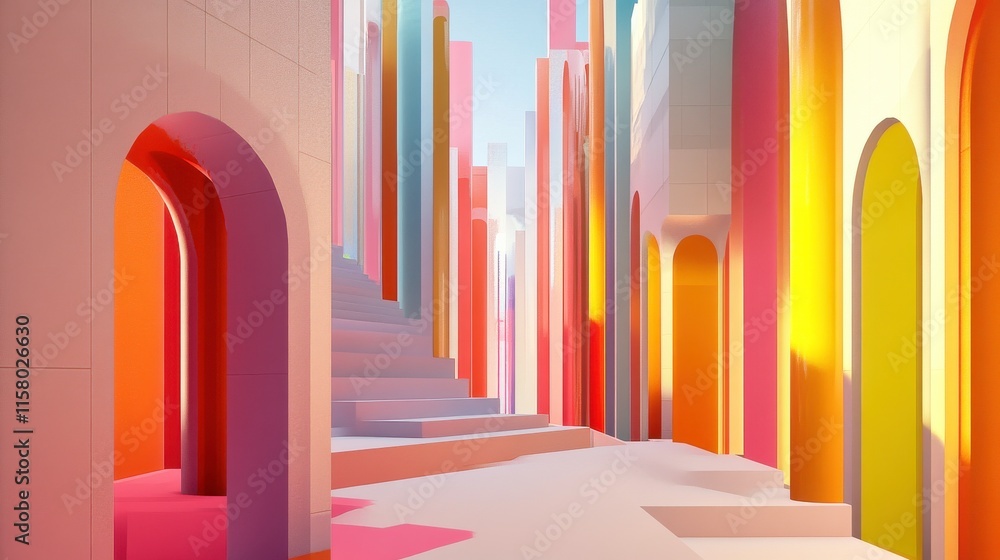 Poster vibrant abstract architecture with clean lines