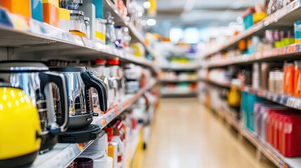 Obraz premium Vibrant Aisle of Kitchen Appliances in a Retail Store Display