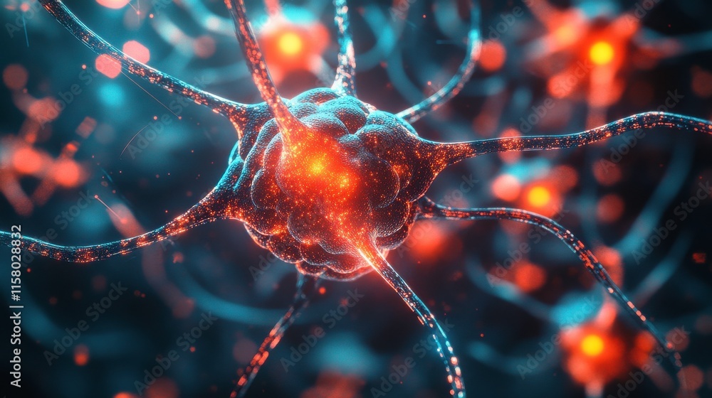 Poster vibrant networks with glowing effects on isolated background