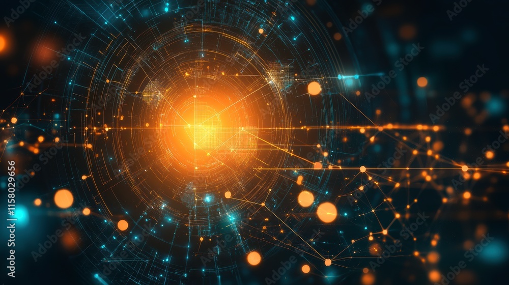 Poster bright abstract visualization with clean lines and colors