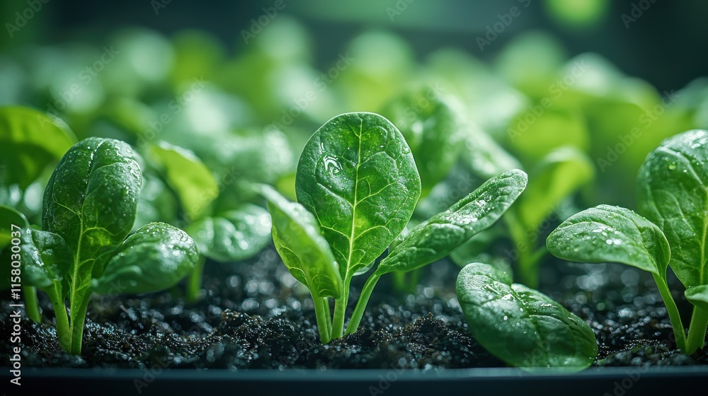 Poster spinach close up stock image isolated on a white background spinach