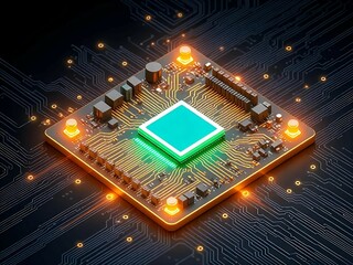 3d illustration Technology Smart motherboard chip creative map