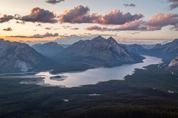 Sunset colours over the alpine scenery at the Rocky Mountains