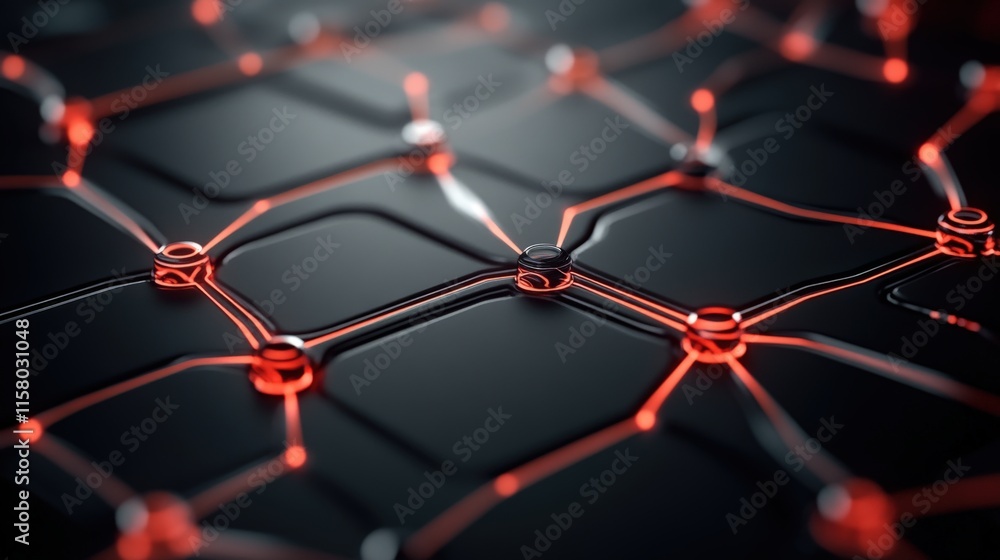 Poster Abstract Technology Background with Futuristic Network Design Featuring Glowing Nodes and Connectivity in a Dark Setting for High-Tech Visuals