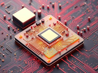 3d illustration Technology Smart motherboard chip creative map