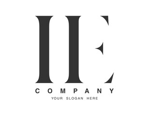 IE logo design. Initial letter i and e serif font style. Creative classic company name typography. Trendy logotype or identity.