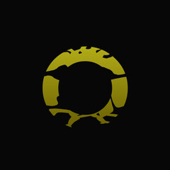 A Letter with unique pattern and an incription, digital art isolated on black background, a letter from alphabet set