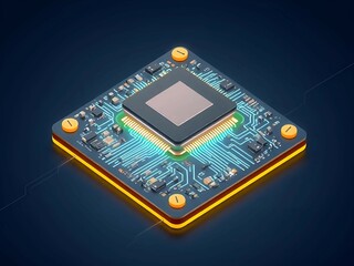 3d illustration Technology Smart motherboard chip creative map
