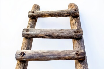 Aged timber ladder against a light backdrop