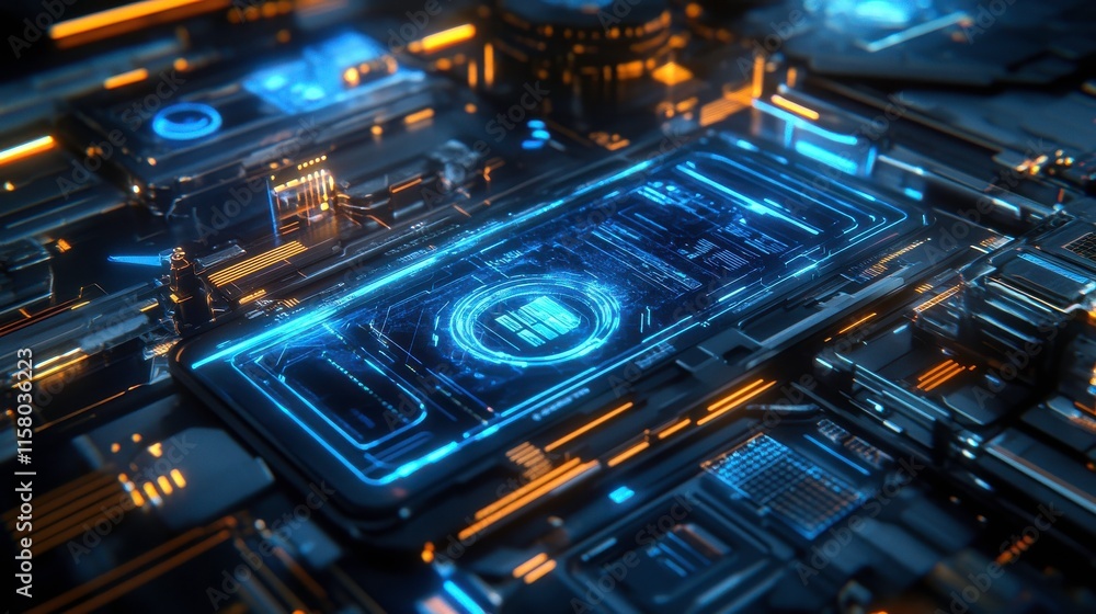 Poster futuristic tech devices with clean lines and detail