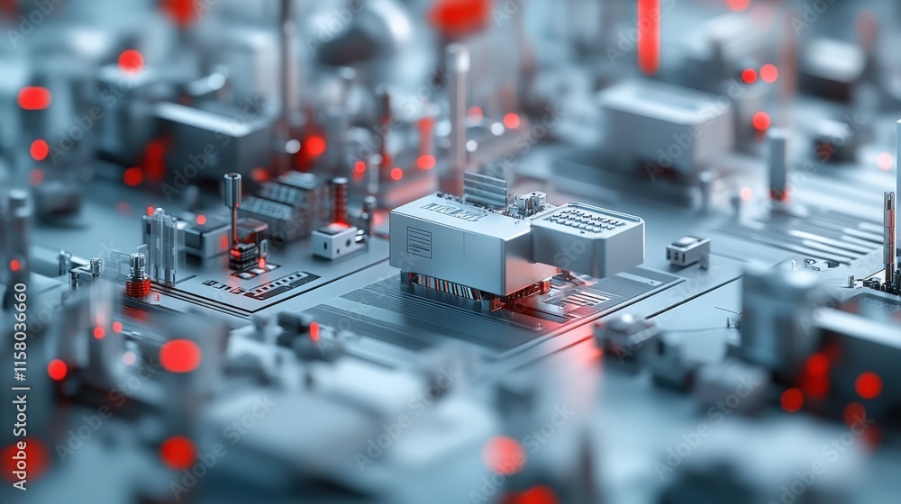 Aufkleber futuristic representation of a complex technology landscape showcasing intricate circuit board detai