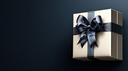 Elegant Gift Box With Dark Blue Ribbon Bow
