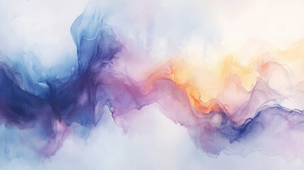 Naklejka premium A dynamic ink wash texture with vivid tones of cobalt blue, lavender, and amber hues