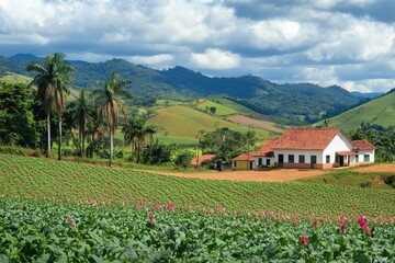 Brazilian tobacco farm of Nicotiana tabacum