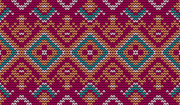 Geometric ethnic oriental seamless pattern traditional Design for background,carpet,wallpaper.clothing,wrapping,Batik fabric,Vector illustration.embroidery style - Sadu, sadou, sadow or sado