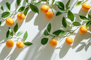 Closeup of kumquats on a white background