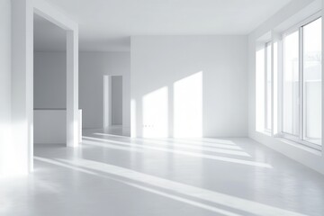 Fototapeta premium Contemporary minimalist Nordic living space Blank white room