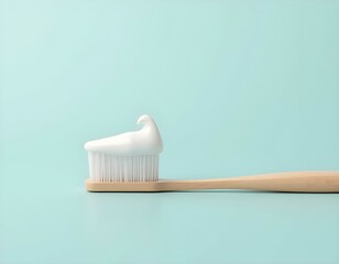 Toothbrush with toothpaste 3D render icon isolated on transparent background cutout ia 