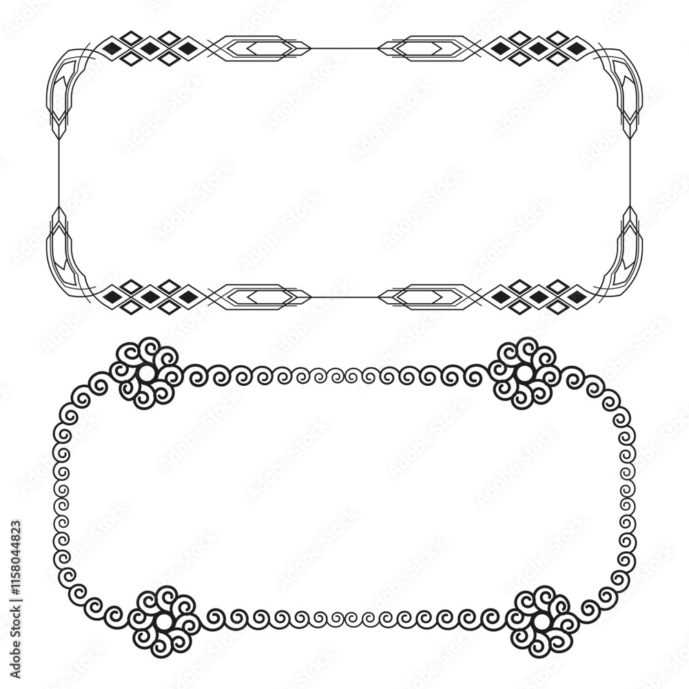 Aufkleber decorative frames. ornamental border elements. swirl and geometric shapes. classic vector patterns.