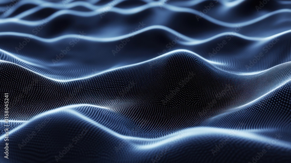 Poster abstract blue wavy landscape digital art: a mesmerizing visual representation of undulating forms an