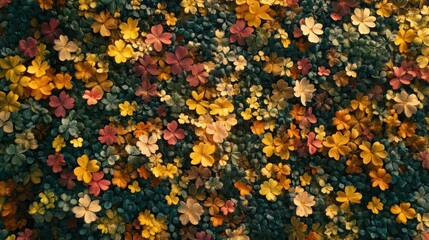 Vibrant floral pattern with various colored flowers.