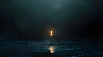 Obraz premium Flickering Candle in Darkness