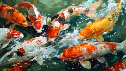 Koi Fish in a Pond