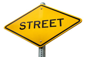 Yellow Diamond Street Sign, Urban Road Traffic Signpost