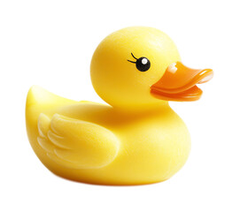 Adorable Rubber Duck Toy Isolated on White Background