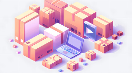 Fototapeta premium Package import tax icon isometric 3D