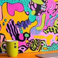 Vibrant Abstract Art in Office Space 