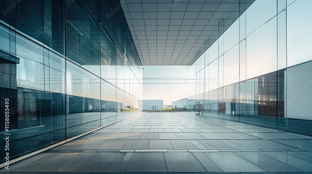 Poster contemporary architecture with large empty spaces