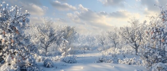 winter with white snow covering the trees.