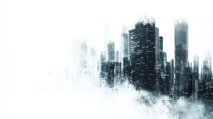 Fototapeta premium Modern Cityscape with High Contrast and White Background