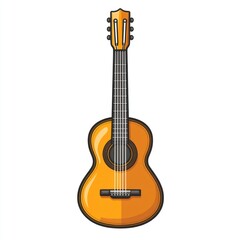 Naklejka premium Classic orange acoustic guitar illustration.